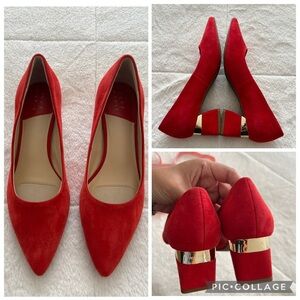 Alex Marie Comfort Elegant Red Suede Women's Pumps heels size 6.5